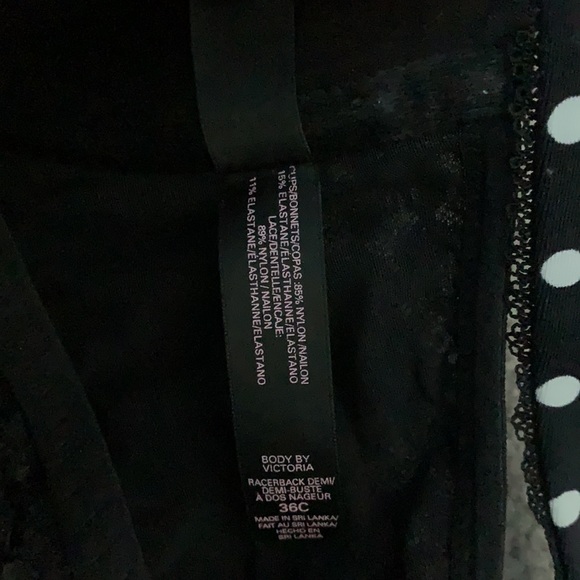 Body by Victoria’s Secret Racerback Demi Black with White Polka Dots Size 36C - Picture 4 of 6